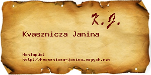 Kvasznicza Janina névjegykártya